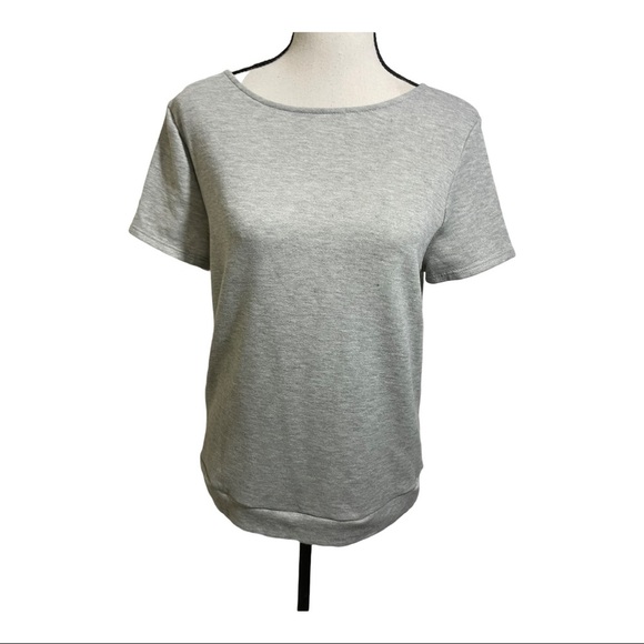 ModCloth womens sweatshirt open back with tie knot bottom grey size Large - Picture 7 of 9